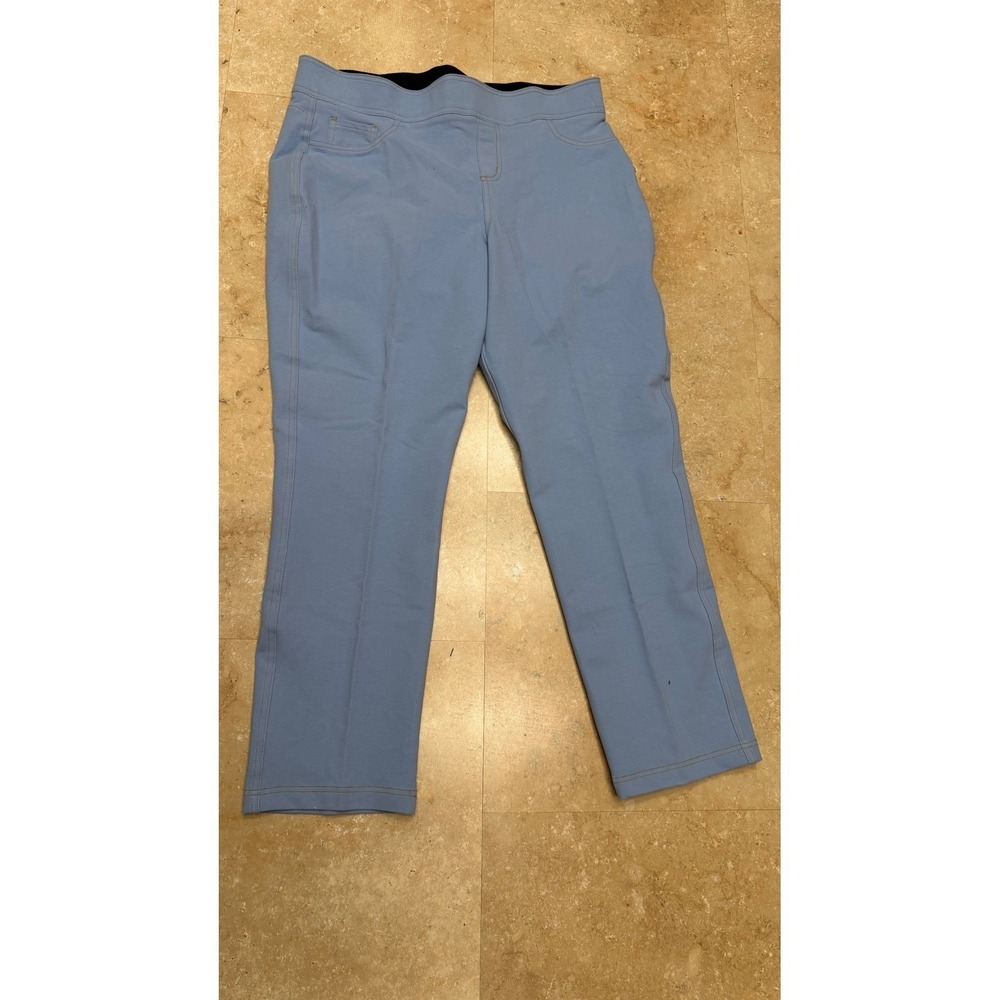 Unbranded Pull On Straight Leg Pants Womens Medium Light Blue Stretch Comfort
